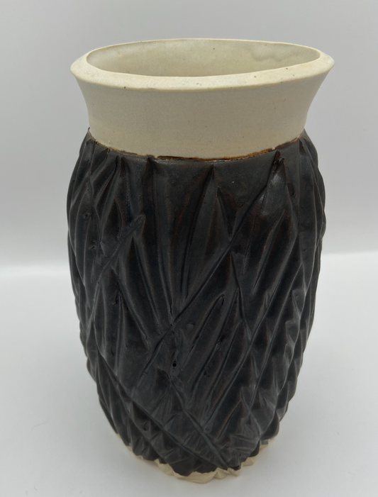 Black and White Carved Vase